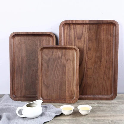 Japanese Black Walnut Rectangular Tea Trays Solid Wood.