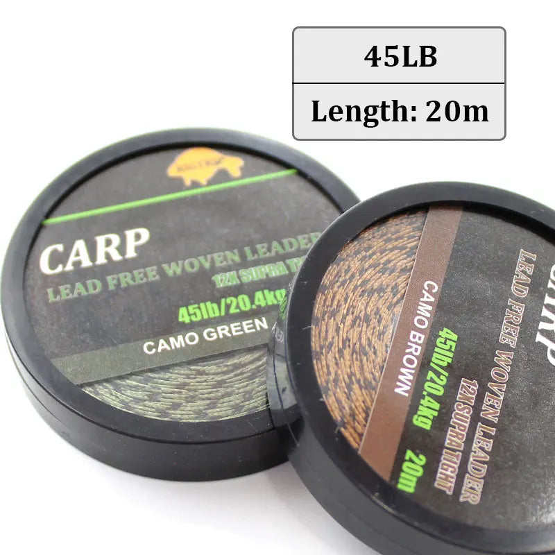 20m Camouflage Green Carp Fishing Line Uncoated Braid for Hair Rig 45LB