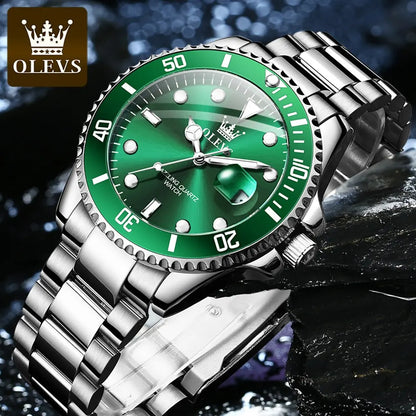 Men Quartz Watch Waterproof Stainless Steel Luxury Luminous Wristwatch