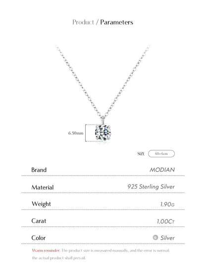 Necklace D Colour VVS1  Pendant 925 Sterling Silver.