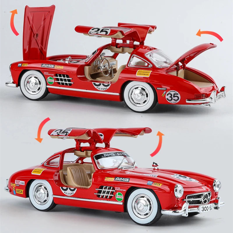 1:24 Benz 300SL Track Version Diecast Car Sound and Lights