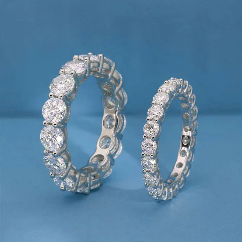 Eternity Ring 925 Sterling Silver Ring D Colour VVS1 Moissanite Gemstones