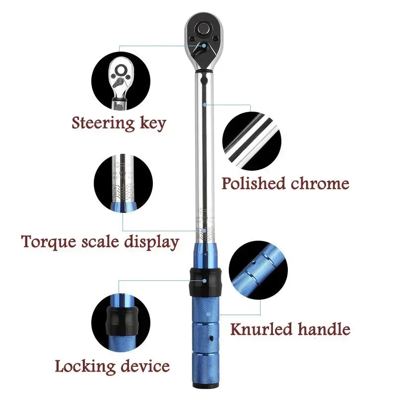 5-60N.m Torque Wrench 3/8 Inch Square Drive Torques Key ±3% High Precision;