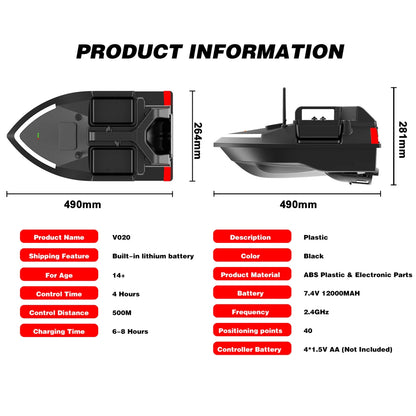 🐟 Bait Boat 500m Remote Control Bait Boat Dual Motor with 2KG Load 🐟