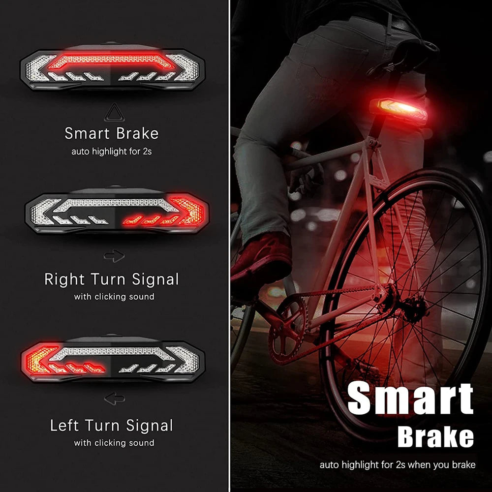 Rear Light Alarm Set Waterproof Rechargeable Turn Signal + Brake Light*