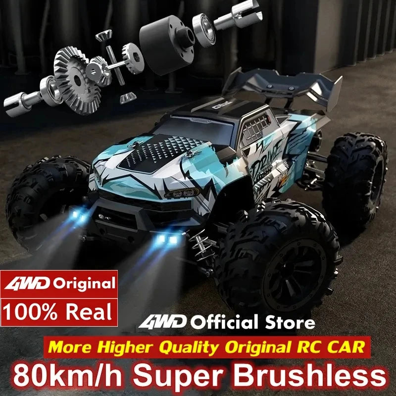 RC Cars Super Brushless 80KM or Brushed 50KM/H 4WD with LED Light