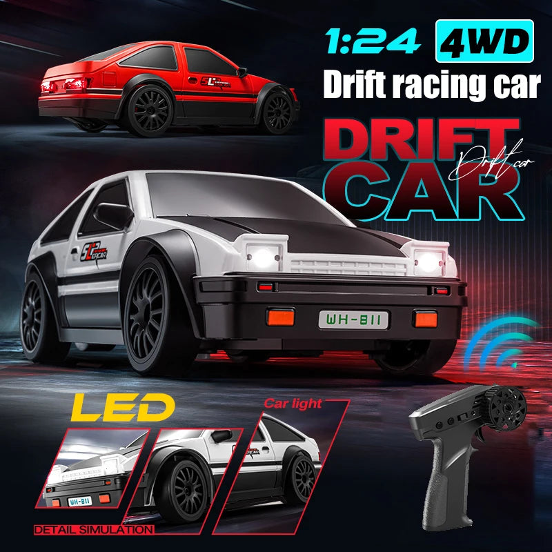 Remote Control Drift Car 1:24 AE86 Model 2.4Ghz 4WD LED Lights