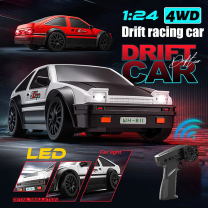 Remote Control Drift Car 1:24 AE86 Model 2.4Ghz 4WD LED Lights