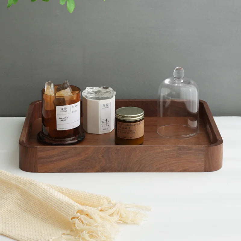 Japanese Black Walnut Rectangular Tea Trays Solid Wood.