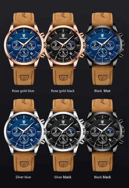 Men Quartz Watch Luxury Sports Waterproof Chronograph Luminous Date -