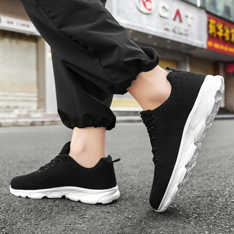 Trainers Black White Breathable Casual Lightweight. Measure Your Feet!