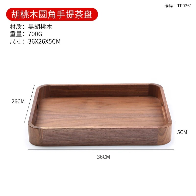 Japanese Black Walnut Rectangular Tea Trays Solid Wood.