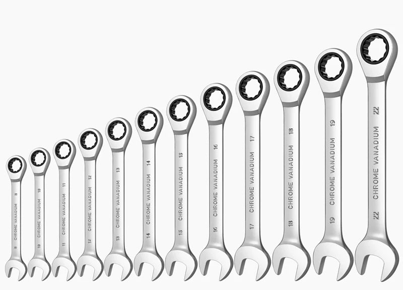 Metric Ratcheting Chrome Vanadium Steel 12-Point Spanner Sets