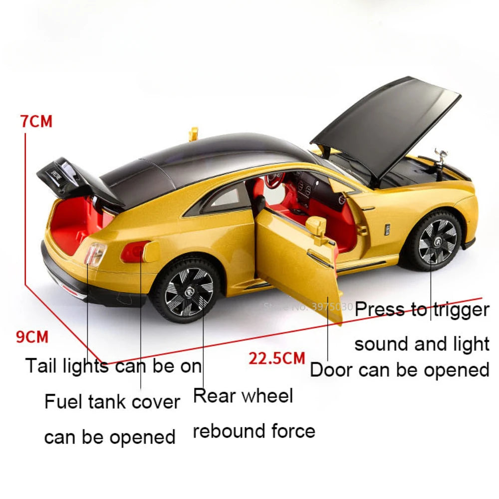 1/24 Alloy Diecast Car Model Rolls Royce Spectre  Pull Back Sound+ Light