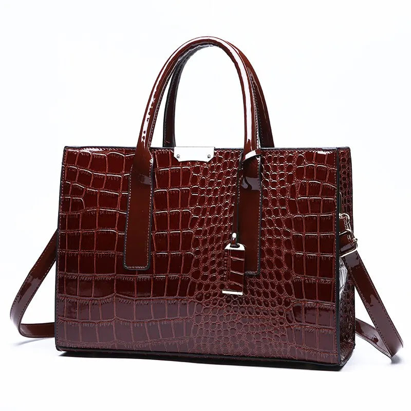 Handbag Crocodile Print Adjustable Strap Top Handle