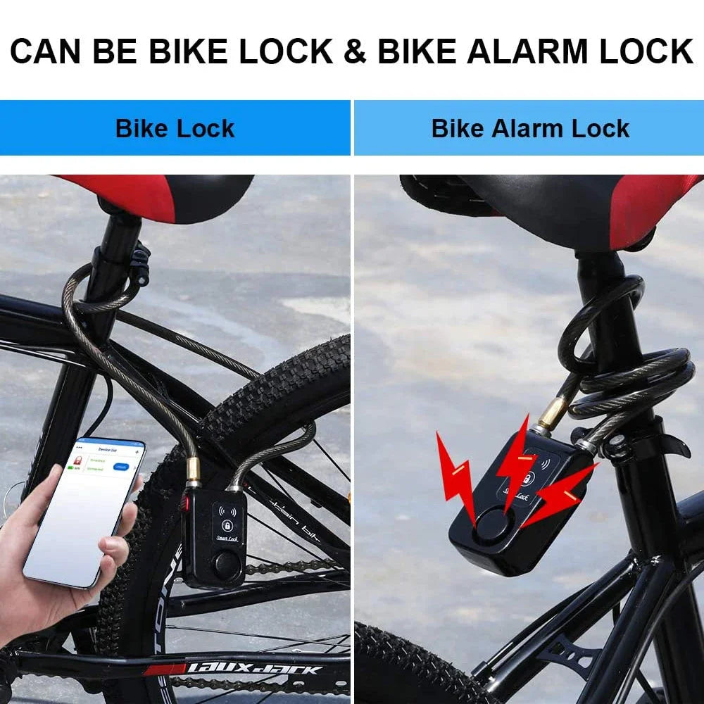 Bike Lock Alarm 110dB Security Smart Alarm Lock System Anti-Theft Vibration.