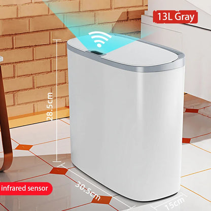 Automatic Bathroom Trash Can with Lid, Touchless Motion Sensor Waterproof