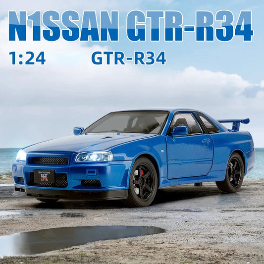 1:24 Nissan Skyline GTR R34 Fast & Furious Alloy Car Model Sound Light *