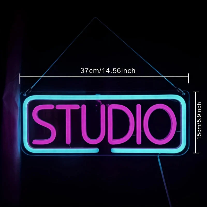 Music Studio Neon Sign LED for Bar, Bedroom, Party, Club, USB Powered.