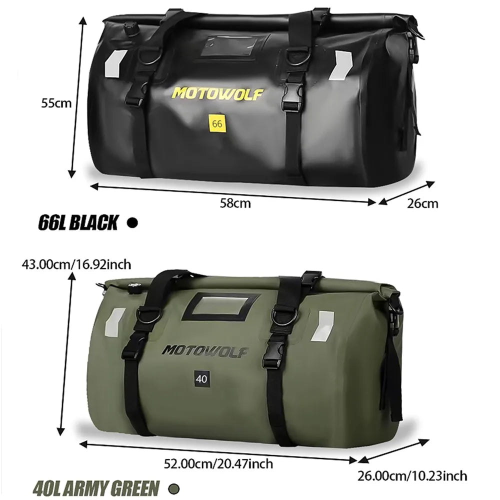 Motowolf Motorcycle Waterproof Tail Bag Dry Luggage 40/66 Ltr.