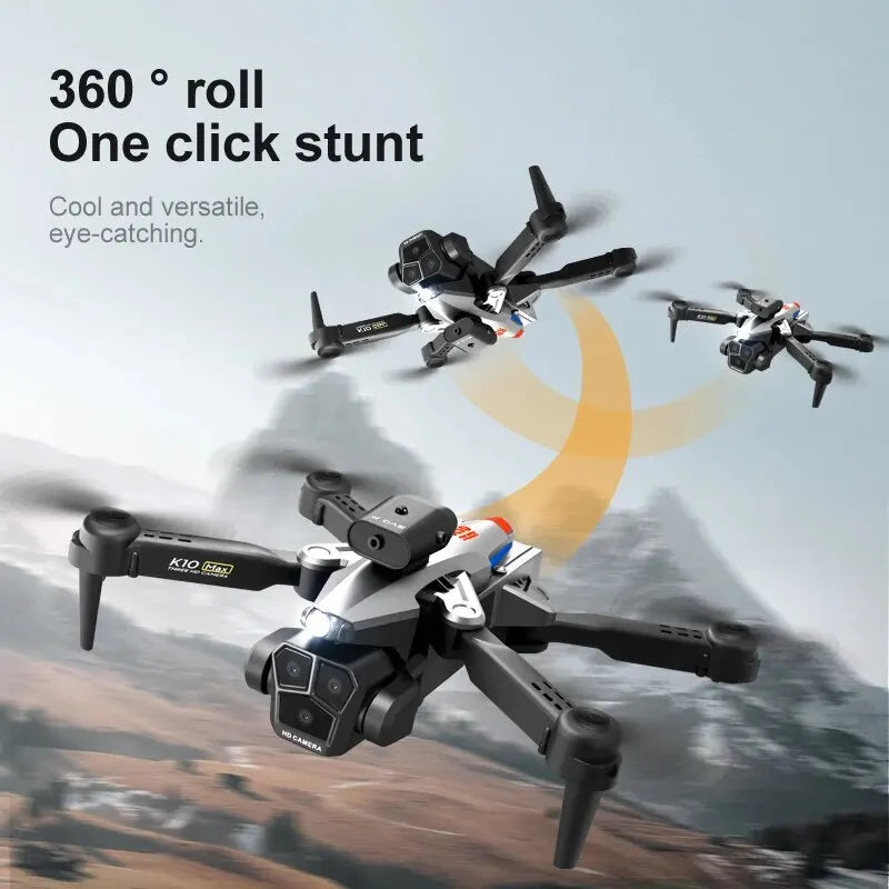 Camera Drone K10 Pro 4k Three Lens HD Aerial Stunt Obstacle Avoidance *