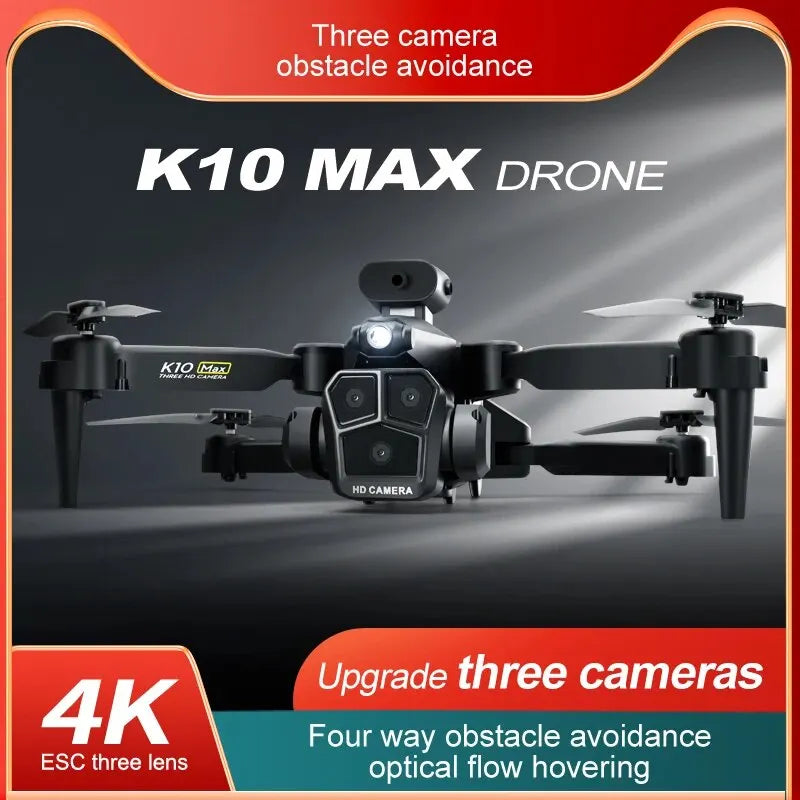 Camera Drone K10 Pro 4k Three Lens HD Aerial Stunt Obstacle Avoidance *