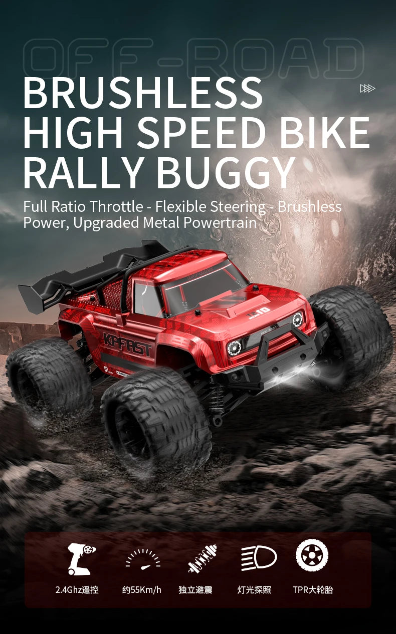 RC Car With LED Light Professional 4WD 2.4G. ZWN KF18 1:14 Brushless