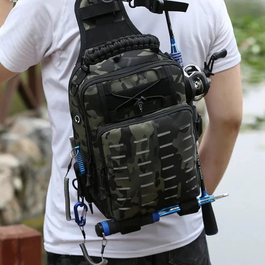 Fishing Tackle Bag Waterproof Single Shoulder Multifunctional Backpack