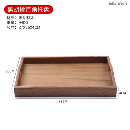 Japanese Black Walnut Rectangular Tea Trays Solid Wood.