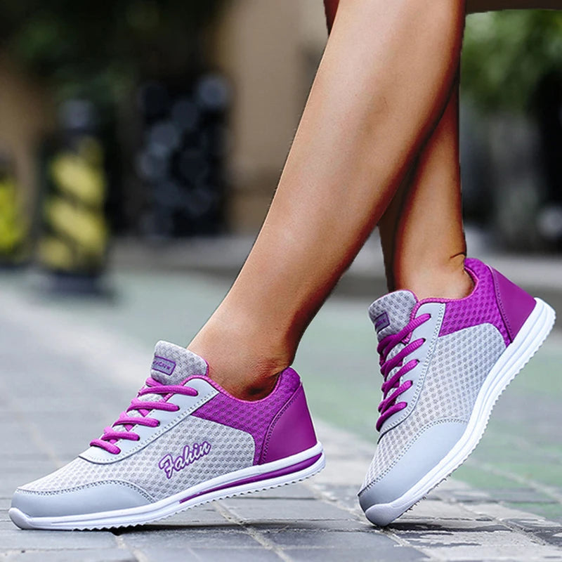 Trainers For Women 2024 New Fashion Solid Colour Mesh Fabric