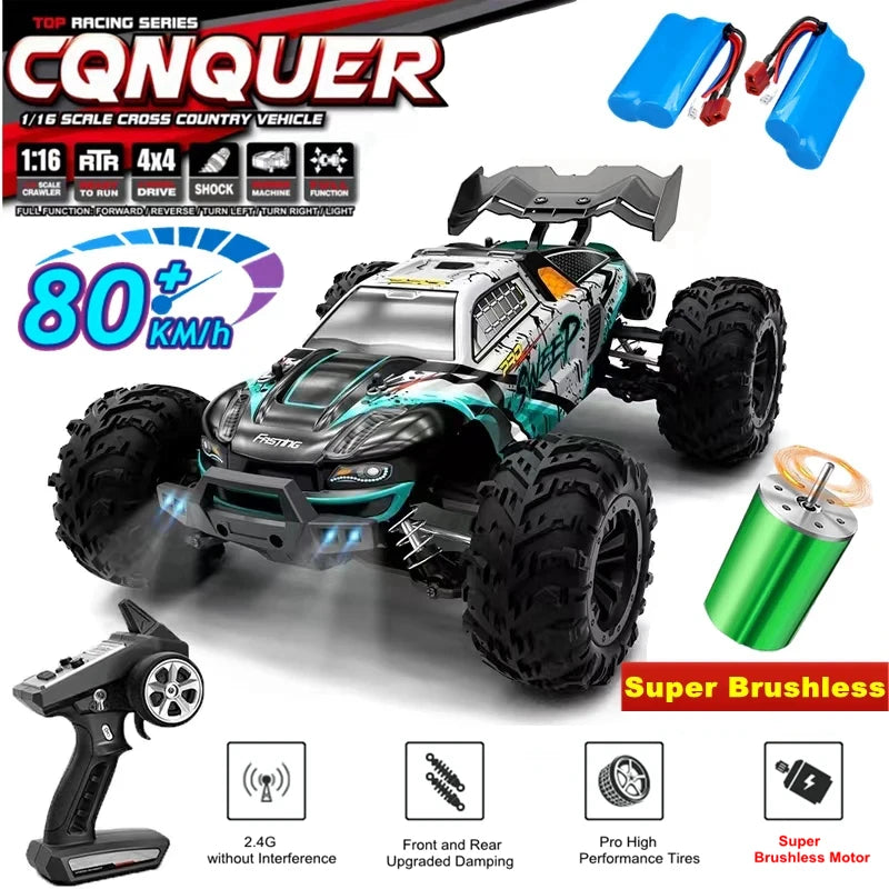 RC Cars Super Brushless 80KM or Brushed 50KM/H 4WD with LED Light