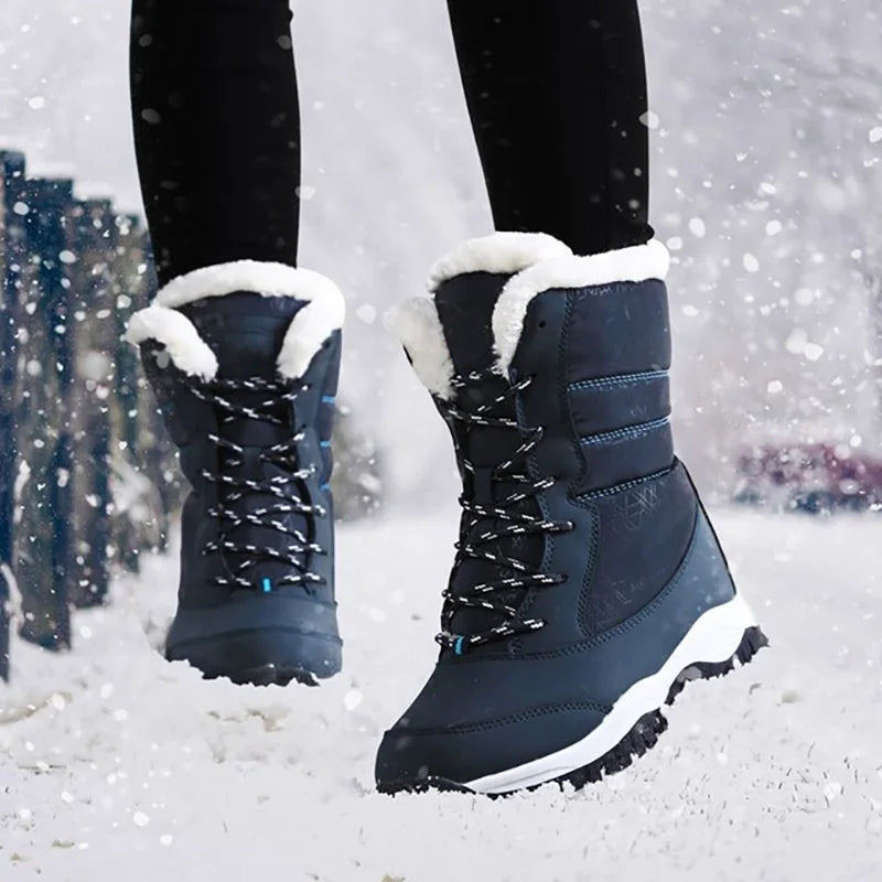 Waterproof Snow Boots Plush Warm Ankle Boots for Women