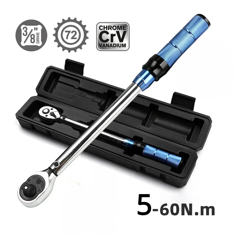 5-60N.m Torque Wrench 3/8 Inch Square Drive Torques Key ±3% High Precision;