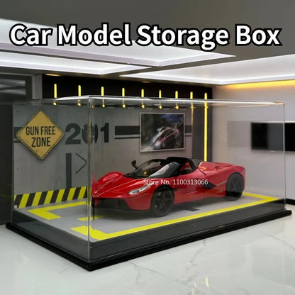 1:24 Parking Scene Model Storage Acrylic Dustproof Display Box + Light*