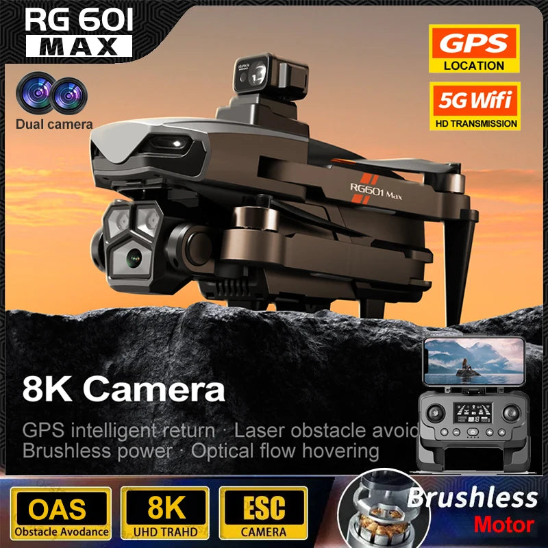 Camera Drone RG601 MAX 8K HD GPS Obstacle Avoidance 25 Mins Flight*