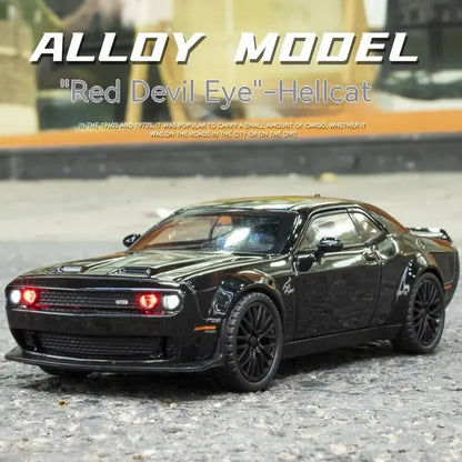 Dodge Challenger Toy Car. Lights Up. 1:32 Die-cast Metal