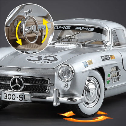 1:24 Benz 300SL Track Version Diecast Car Sound and Lights