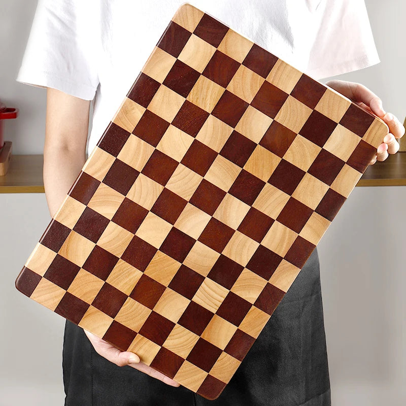 Chopping Board Rubber Wood Cutting Board Chessboard Pattern Non Slip Wooden Chopping Butcher Block Eco-friendly Kitchen Tools