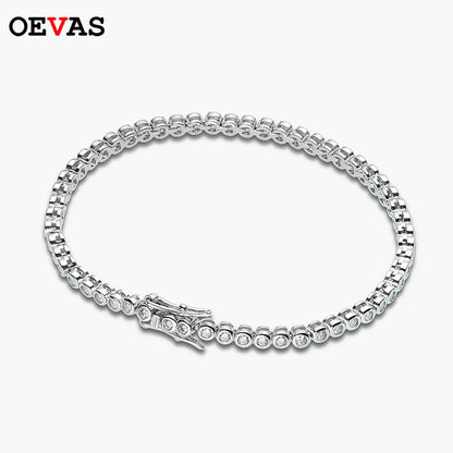 925 Sterling Silver 2mm Moissanite Gems. Tennis Bracelet.