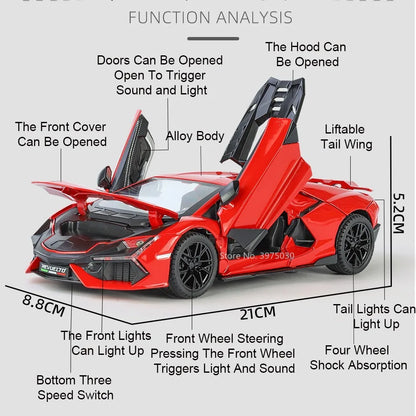 1/24 Revuelto Sports Car Toy Model Alloy Die Cast Four Wheel Suspension All Car Doors Can Be Opened Vehicle Models Collect Gifts