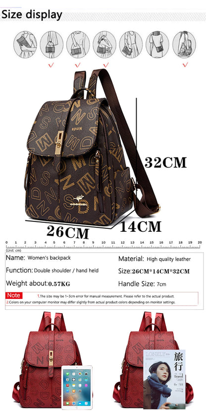 Backpack Soft Leather Shoulder Bag For Women Versatile and Functional.