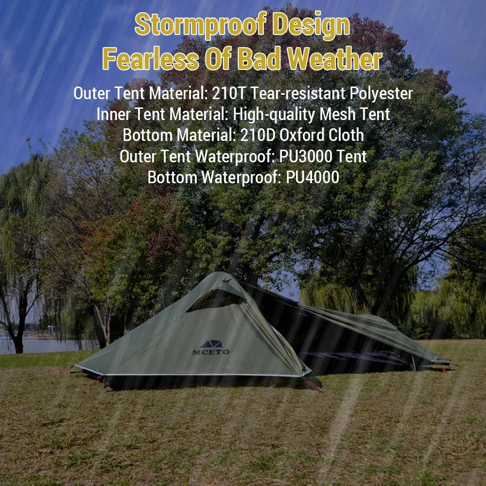 1 Man Ultralight Tent. Aluminum Poles. Storm Proof. Four Season.