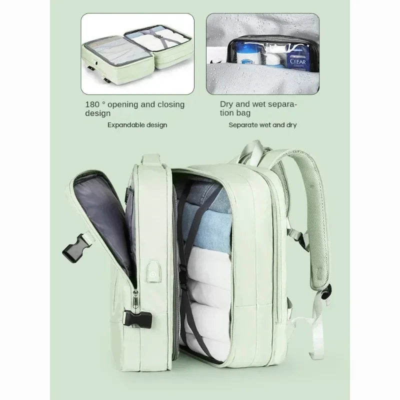 Backpack Expandable Travel Laptop Large Capacity Oxford Material