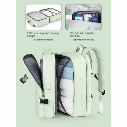 Backpack Expandable Travel Laptop Large Capacity Oxford Material