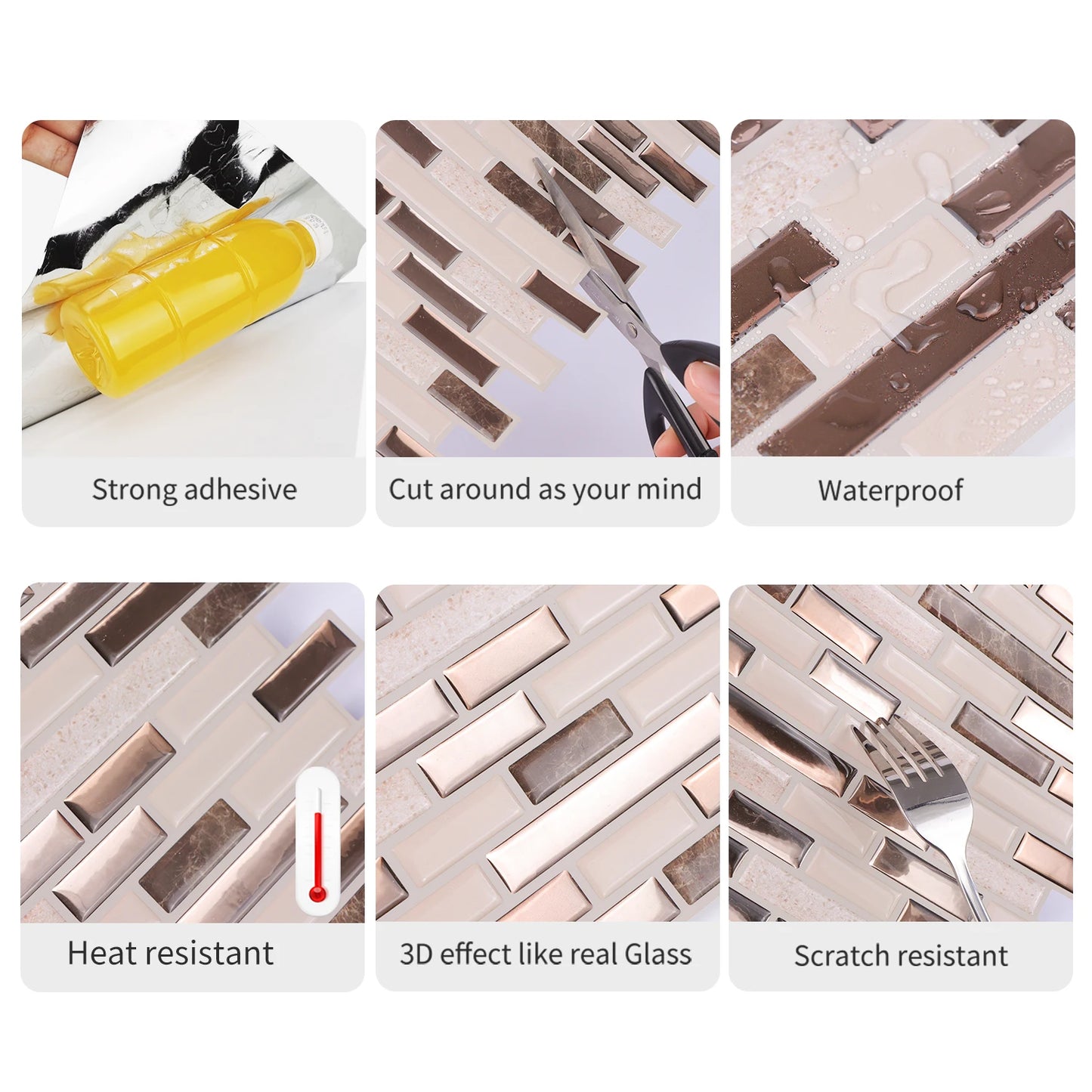 Wall Tile Stickers Waterproof Vinyl Wallpaper Multi-Colour Combinations