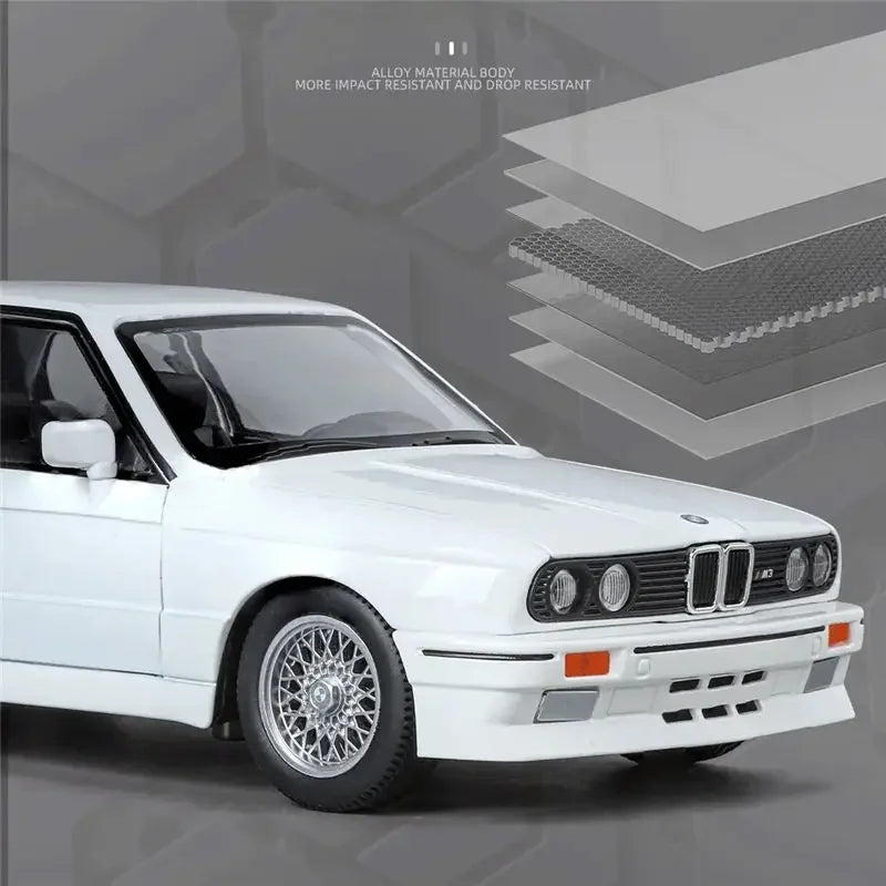 1:24 1988 BMW M3 E30 Sports Car Model Diecast Classic Car. Sound & Lights