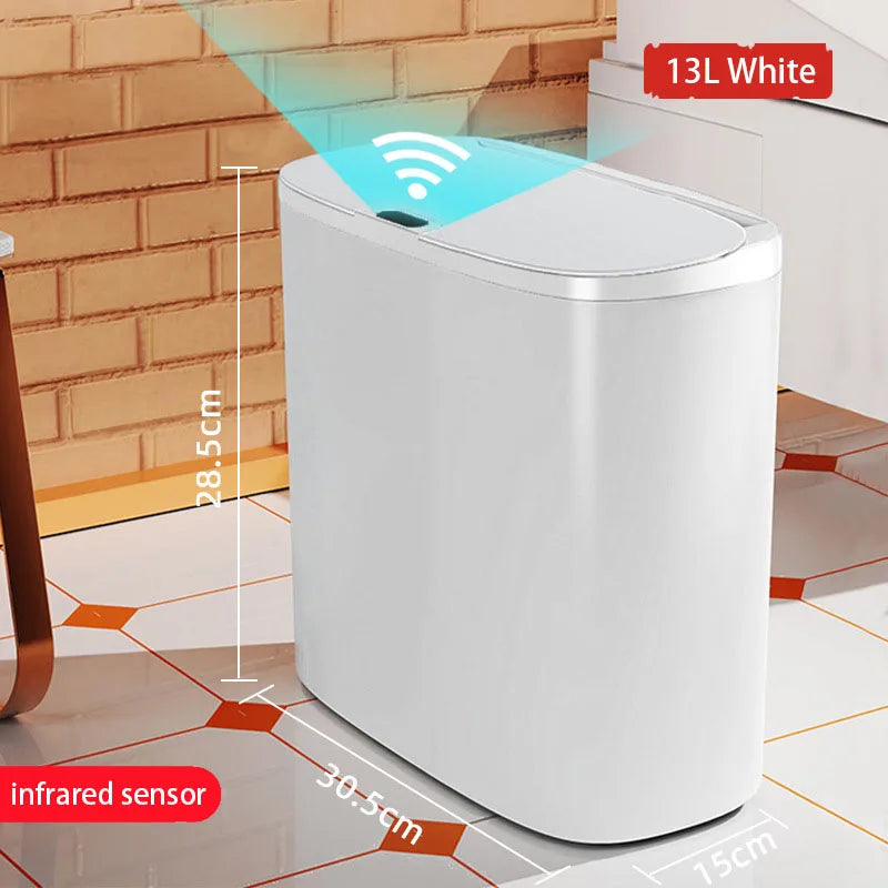 Automatic Bathroom Trash Can with Lid, Touchless Motion Sensor Waterproof