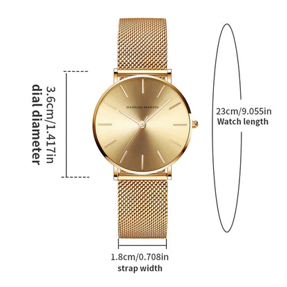 Ladies Wristwatch Stainless Steel Mesh Ultra thin Waterproof 36mm Face