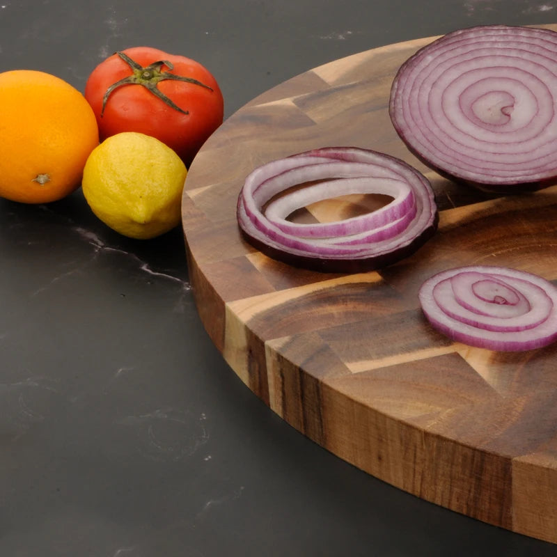 Acacia Wood Cutting Board Round End Grain Chopping Block Double-sided Using Wooden Cheese Butcher Board Food Grade Kitchen Tools