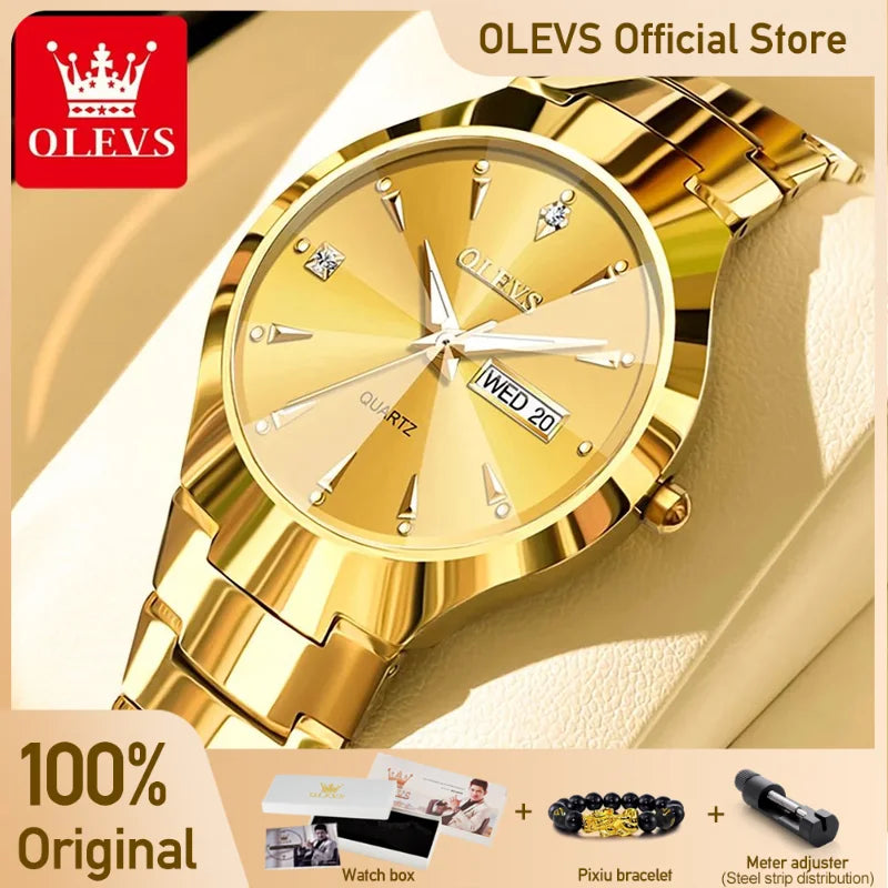 Men's Watch OLEVS Original Quartz Waterproof Tungsten Steel Luminous Date